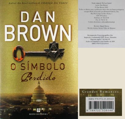 O Simbolo Perdido ISBN 978-972-25-2014-0