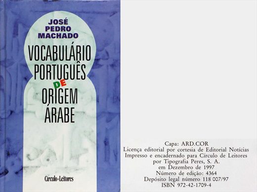 Vocabulario Portugues de Origem Arabe ISBN 972-42-1709-4