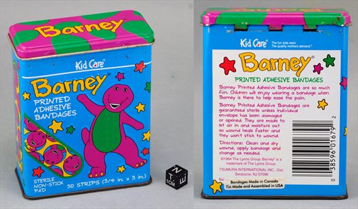 Kid Care Barney printed adhesive bandages