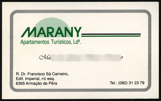 Marany Apartamentos Turisticos, Lda. (Cartao de visita)