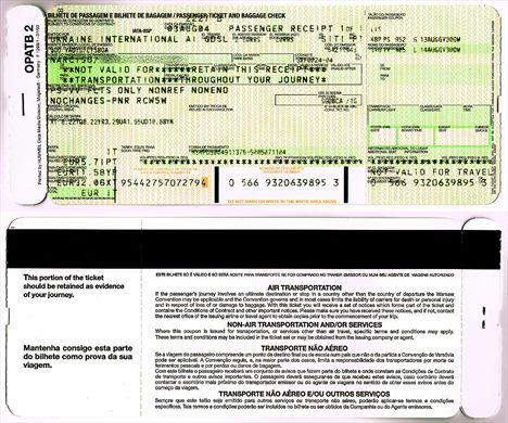 Bilhete de passagem e bilhete de bagagem