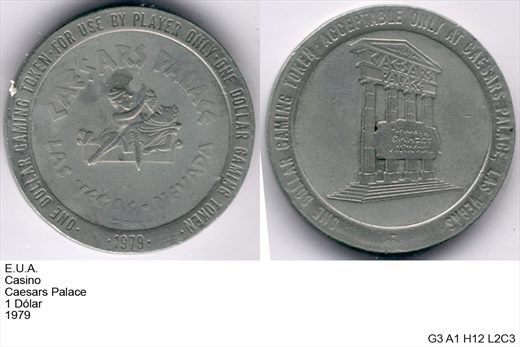 EUA - Nevada - Las Vegas - Caesars Palace - Dolar 1 - 1979 - G3 A1 H12 L2C3