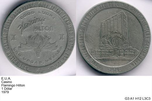 EUA - Nevada - Las Vegas - Flamingo Hilton - Dolar 1 - 1979 - G3 A1 H12 L3C3