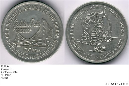 EUA - Nevada - Las Vegas - Golden Gate - Dolar 1 - 1980 - G3 A1 H12 L4C2