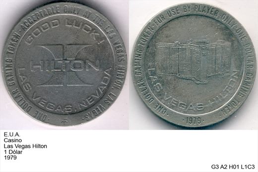EUA - Nevada - Las Vegas - Las Vegas Hilton - Dolar 1 - 1979 - G3 A2 H01 L1C3