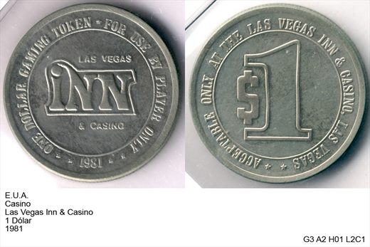 EUA - Nevada - Las Vegas - Las Vegas Inn - Dolar 1 1979 - G3 A2 H01 L2C1