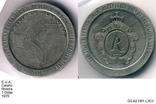 EUA - Nevada - Las Vegas - Riviera - Dolar 1 - 1979 - G3 A2 H01 L3C1