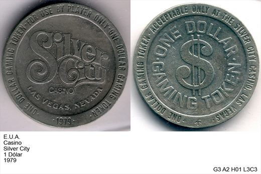 EUA - Nevada - Las Vegas - Silver City - Dolar 1 - 1979 - G3 A2 H01 L3C3