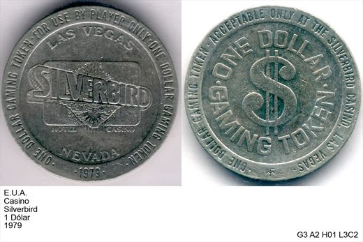 EUA - Nevada - Las Vegas - Silverbird - Dolar 1 - 1979 - G3 A2 H01 L3C2