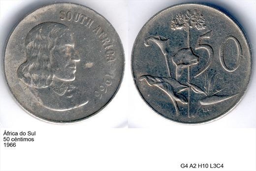 Africa do Sul - Centimo 50 - 1966 - G4 A2 H10 L3C4