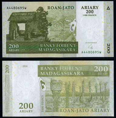 Madagascar - Ariary 200 - Francos 1000 - 2004