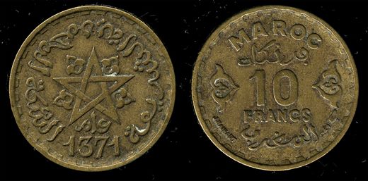 Marrocos - franco 10 - 1952