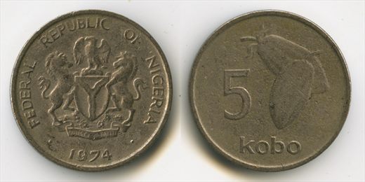 Nigeria - Kobo 5 - 1974