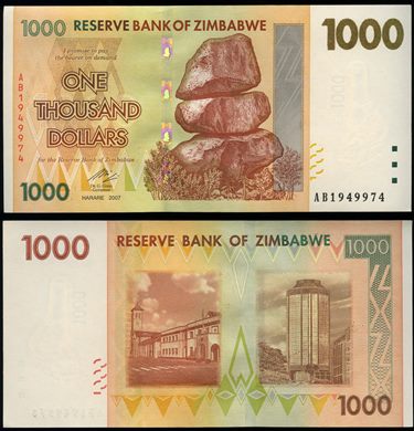 Zimbabwe - Dolar 1000 - 2007
