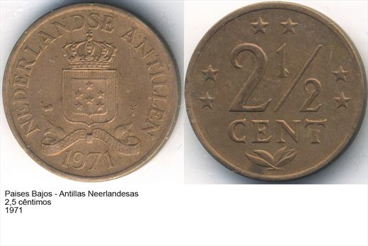 PB - Antilhas Neerlandesas - Centimo 2,5 - 1971 - G5 A2 H06 L6C1