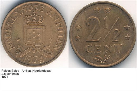 PB - Antilhas Neerlandesas - Centimo 2,5 - 1974 - G5 A2 H06 L6C3