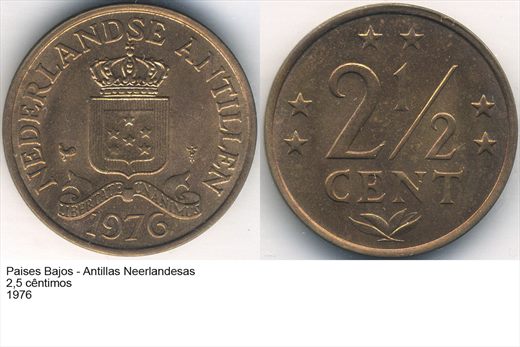 PB - Antilhas Neerlandesas - Centimo 2,5 - 1976 - G5 A2 H06 L6C4