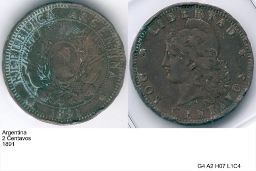 Argentina - Centavo 2 - 1891 - G4 A2 H07 L1C4