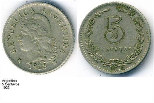 Argentina - Centavo 5 - 1923 - G6 A2 H11 L2C1