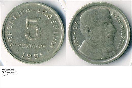 Argentina - Centavo 5 - 1951 - G6 A2 H11 L2C3