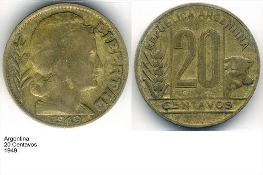 Argentina - Centavo 20 - 1949 - G6 A2 H10 L6C4