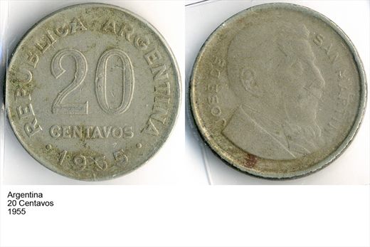 Argentina - Centavo 20 - 1955 - G6 A2 H10 L7C2