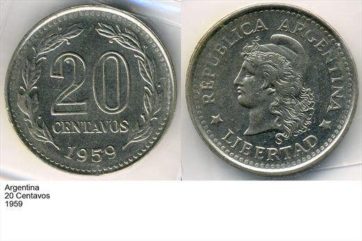 Argentina - Centavo 20 - 1959 - G6 A2 H10 L7C3