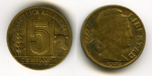 Argentina - Centavo 5 - 1946