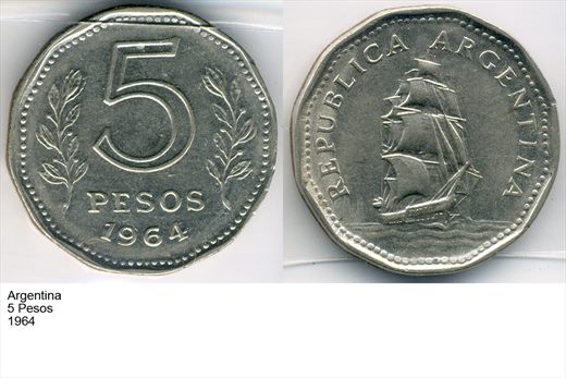 Argentina - Peso 5 - 1964 - G6 A2 H10 L5C5