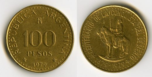 Argentina - Peso 100 - 1979 (Centenario de la Coquista del Desierto)