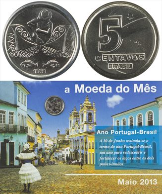 Brasil - Centavo 5 - 1969 (Moeda do Mes Maio 2013)