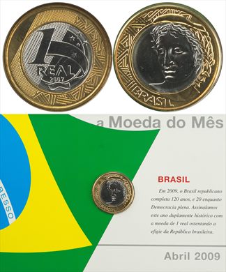 Brasil - Real 1 - 2007 (Moeda do Mes Abril 2009)
