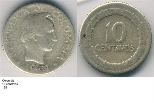 Colombia - Centavo 10 - 1951 - G6 A1 H04 L6C4