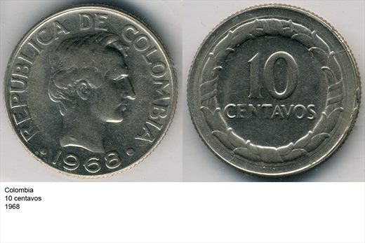 Colombia - Centavo 10 - 1968 - G6 A1 H05 L1C3