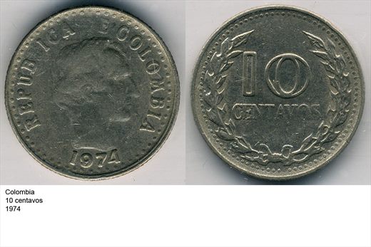 Colombia - Centavo 10 - 1974 - G6 A1 H05 L2C4
