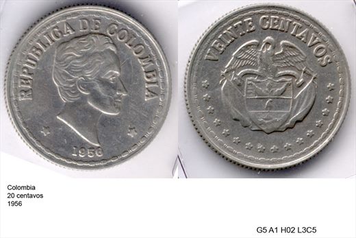 Colombia - Centavo 20 - 1956 - G5 A1 H02 L3C5