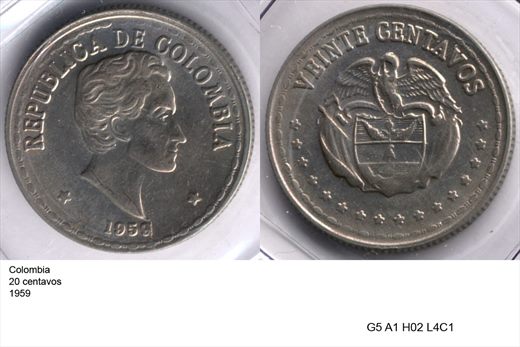 Colombia - Centavo 20 - 1959 - G5 A1 H02 L4C1