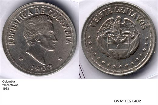 Colombia - Centavo 20 - 1963 - G5 A1 H02 L4C2