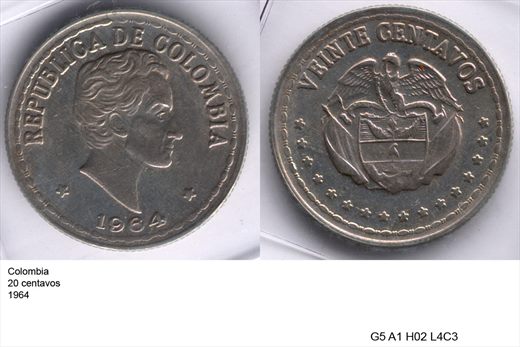 Colombia - Centavo 20 - 1964 - G5 A1 H02 L4C3