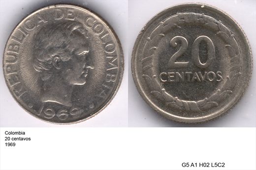 Colombia - Centavo 20 - 1969 - G5 A1 H02 L5C2
