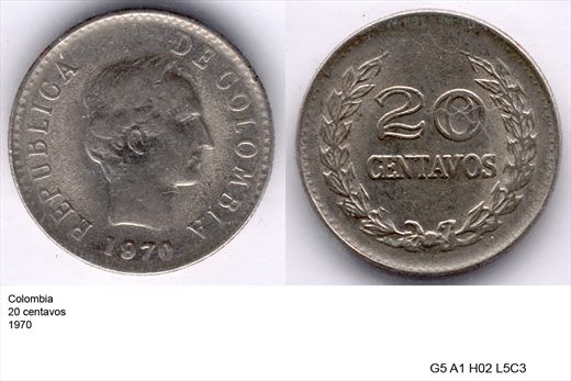 Colombia - Centavo 20 - 1970 - G5 A1 H02 L5C3