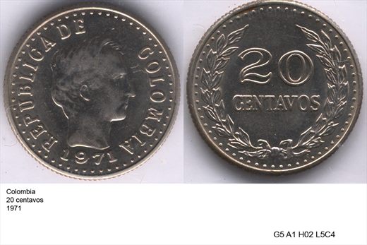 Colombia - Centavo 20 - 1971 - G5 A1 H02 L5C4