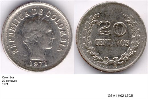 Colombia - Centavo 20 - 1971 - G5 A1 H02 L5C5