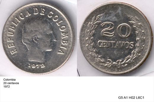 Colombia - Centavo 20 - 1972 - G5 A1 H02 L6C1