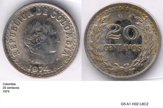 Colombia - Centavo 20 - 1974 - G5 A1 H02 L6C2