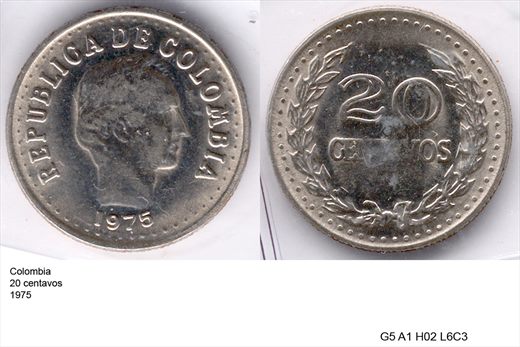 Colombia - Centavo 20 - 1975 - G5 A1 H02 L6C3