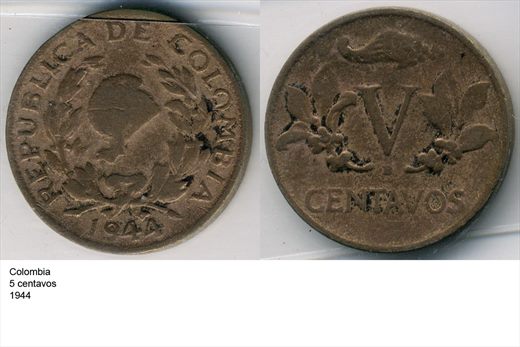 Colombia - Centavo 5 - 1944 - G6 A1 H04 L4C1