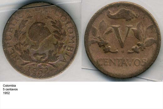 Colombia - Centavo 5 - 1952 - G6 A1 H04 L4C3