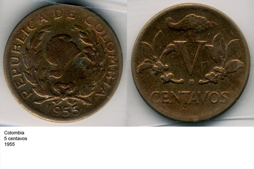Colombia - Centavo 5 - 1955 - G6 A1 H04 L4C4