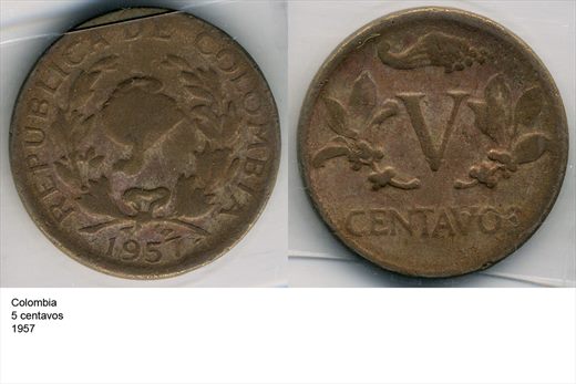 Colombia - Centavo 5 - 1957 - G6 A1 H04 L4C5